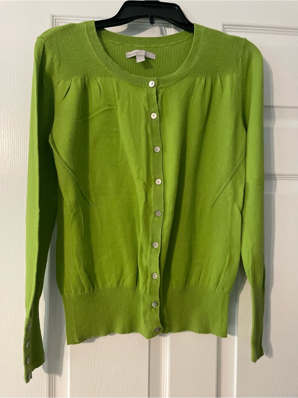 Classic Lime Green Button-Up Cardigan Sweater - 1143 - Picture 2 of 4